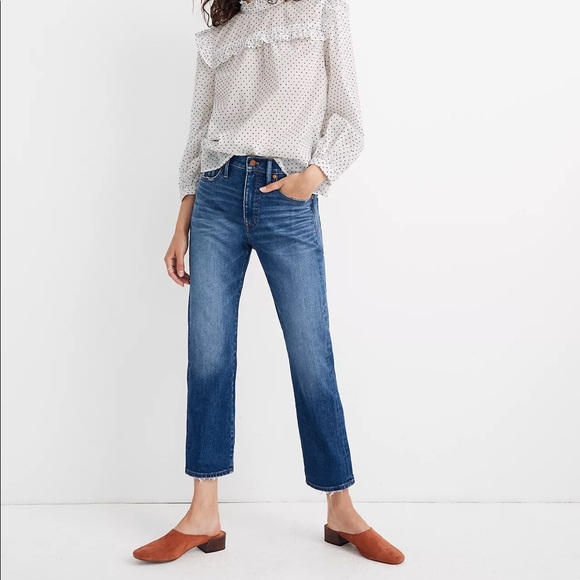 Madewell Mockneck Ruffle Top in Flocked Dot - Picture 2 of 6